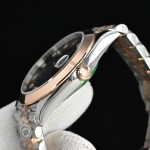Log Series men's watch with diamonds, chocolate-colored dial, rose gold bezel, 41mm case, and two-tone five-link bracelet.