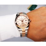 Datejust series men's watch, rose gold dial, rose gold bezel, 41mm, two-tone Oyster bracelet.
