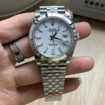 Datejust series men's watch, white dial, silver bezel, 41mm, silver five-link bracelet.