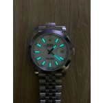 Datejust series men's watch, white dial, silver bezel, 41mm, silver five-link bracelet.