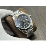 Datejust series men's watch, dark gray dial, silver bezel, 41mm, silver five-link bracelet.
