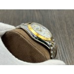 Log series men's watch, white dial, gold bezel, 41mm, two-tone five-link bracelet.