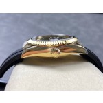 Navigator series men's watch, green dial, gold bezel, 42mm, rubber strap.