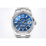 Navigator series men's watch, blue dial, silver bezel, 42mm, silver Oyster bracelet.