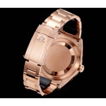 Navigator series men's watch, blue-green dial, rose gold bezel, 42mm, rose gold Oyster bracelet.