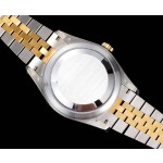 Navigator series men's watch, black dial, gold bezel, 42mm, two-tone five-link bracelet.