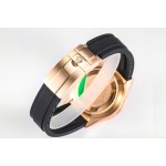 Navigator series men's watch, bright black dial, rose gold bezel, 42mm, rubber strap.