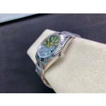 Navigator series men's watch, blue dial, silver bezel, 42mm, silver Oyster bracelet.