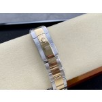 Navigator series men's watch, white dial, gold bezel, 42mm, two-tone Oyster bracelet.