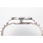 Navigator series men's watch, gold dial, gold bezel, 42mm, two-tone five-link bracelet.