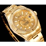Navigator series men's watch, gold dial, gold bezel, 42mm, gold Oyster bracelet.