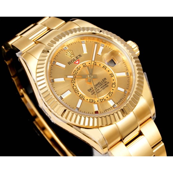 Navigator series men's watch, gold dial, gold bezel, 42mm, gold Oyster bracelet.