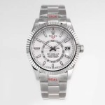 Navigator series men's watch, white dial, silver bezel, 42mm, silver Oyster bracelet