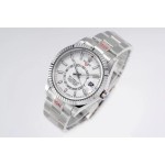 Navigator series men's watch, white dial, silver bezel, 42mm, silver Oyster bracelet
