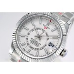 Navigator series men's watch, white dial, silver bezel, 42mm, silver Oyster bracelet