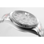 Navigator series men's watch, white dial, silver bezel, 42mm, silver Oyster bracelet