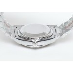 Sunday date display series women's watch, gradient blue dial, silver bezel, 36mm, silver President-style bracelet.
