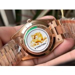 Sunday calendar series men's watch, rose gold dial, rose gold bezel, 40mm, rose gold President-style bracelet.