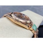 Sunday date display series men's watch, champagne dial, rose gold bezel, 40mm, rose gold President-style bracelet.
