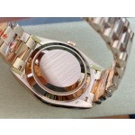 Sunday date display series men's watch, champagne dial, rose gold bezel, 40mm, rose gold President-style bracelet.