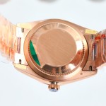 Sunday calendar series men's watch, silver-gray dial, rose gold bezel, 40mm, rose gold President-style bracelet.