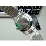 Sunday date display series men's watch, ice blue dial, diamond-set bezel, 40mm, silver President-style bracelet.