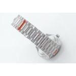 Sunday calendar series men's watch, white dial, silver bezel, 40mm, silver President-style bracelet.