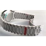 Sunday Calendar series men's and women's watches, silver dial, silver bezel, 36mm and 40mm sizes, silver President-style bracelet.