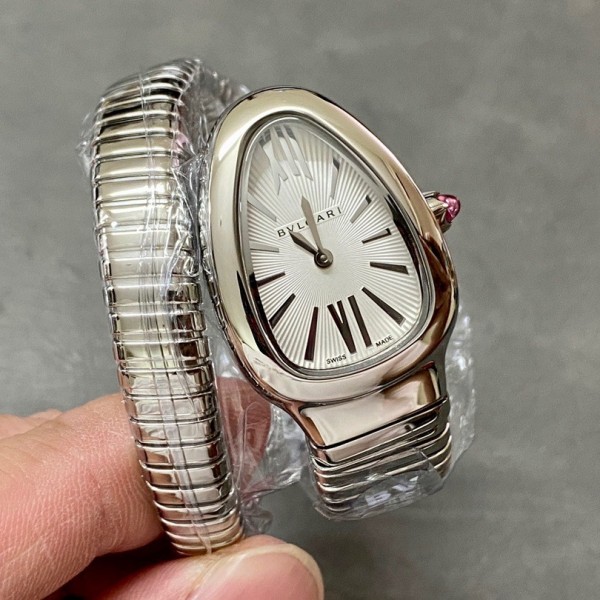 Bulgari Serpentl series, white dial, silver