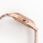 Sunday Calendar Series Men's and Women's Watches, White Dial, Rose Gold Bezel, 36mm and 40mm sizes, Rose Gold President-style Bracelet