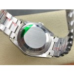 Sunday calendar series women's watch, mother-of-pearl dial, diamond-set bezel, 36mm, silver President-style bracelet.