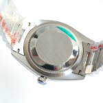 Sunday calendar series women's watch, full diamond dial, diamond-set bezel, 36mm, silver President-style bracelet.