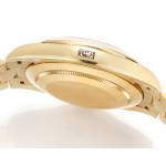 Sunday date display series men's watch, green dial, gold bezel, 40mm, gold President-style bracelet.