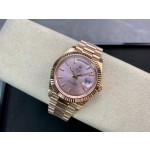 Sunday calendar series men's watch, pink dial, rose gold bezel, 40mm, rose gold President-style bracelet.