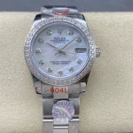 Datejust series, 31mm mother-of-pearl dial with diamonds, silver strap