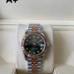Datejust series, 31mm green dial, rose gold two-tone strap