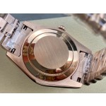 Sunday calendar series men's watch, black dial, rose gold bezel, 40mm, rose gold President-style bracelet.