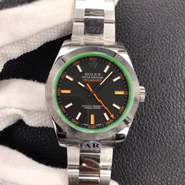 Magnetic-resistant series men's watch, black dial, silver bezel, 40mm, silver Oyster bracelet.