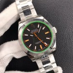 Magnetic-resistant series men's watch, black dial, silver bezel, 40mm, silver Oyster bracelet.