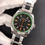 Magnetic-resistant series men's watch, black dial, silver bezel, 40mm, silver Oyster bracelet.