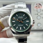 Magnetic-resistant series men's watch, green dial, silver bezel, 40mm, silver Oyster bracelet.