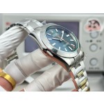 Magnetic-resistant series men's watch, green dial, silver bezel, 40mm, silver Oyster bracelet.