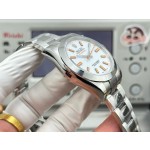 Magnetic-resistant series men's watch, white dial, silver bezel, 40mm, silver Oyster bracelet.