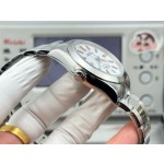 Magnetic-resistant series men's watch, white dial, silver bezel, 40mm, silver Oyster bracelet.