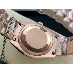 Sunday date display series women's watch, brown dial, rose gold bezel, 36mm, rose gold President-style bracelet.