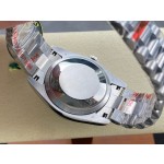 Sunday date display series women's watch, blue dial, silver bezel, 36mm, silver President-style bracelet.