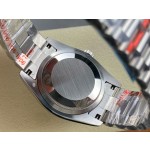 Sunday date display series women's watch, gradient blue dial, silver bezel, 36mm, silver President-style bracelet.
