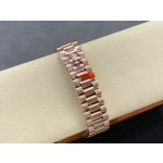 Sunday date display series women's watch, mother-of-pearl dial, rose gold bezel, 36mm, rose gold President-style bracelet.