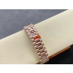 Sunday date display series women's watch, blue dial, rose gold bezel, 36mm, rose gold President-style bracelet.