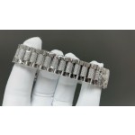 Sunday Calendar series women's watch, pink dial, silver bezel, 36mm, with diamond-set silver President-style bracelet.